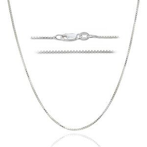 DSS 925 Sterling Silver Necklace for Women, Box Chain 1mm, Lobster Claw Clasps,